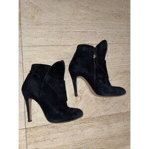 Sarah Flint Marlene Bordeaux Suede Heeled Ankle Boot Size 37‎ Black